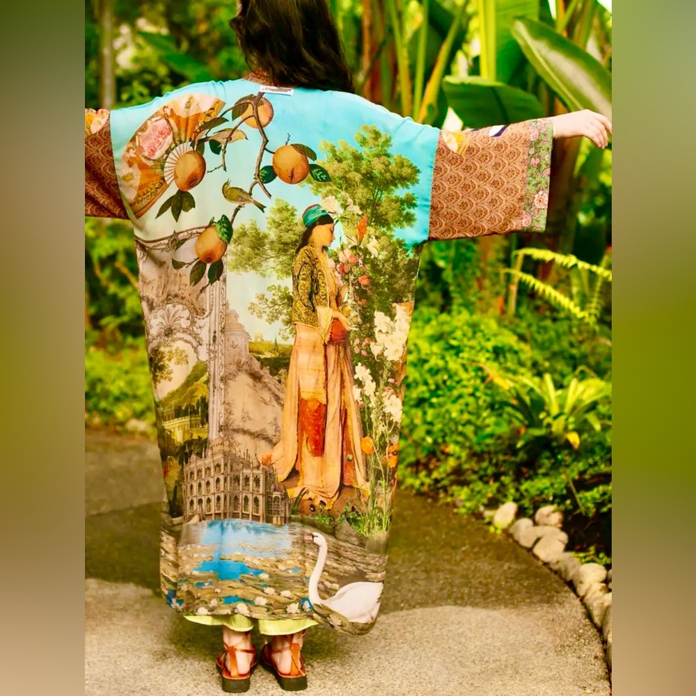 ⭐️Market of Stars⭐️ Secret Garden Boho Vibrant Vintage Art Maxi Duster Kimono